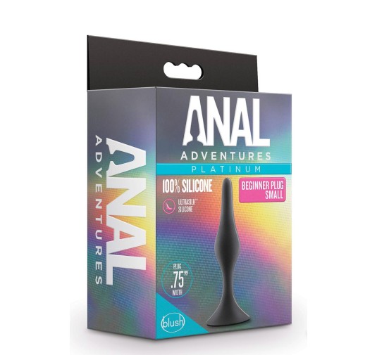 ANAL ADVENTURES PLATINUM SILICONE BEGINNER PLUG SMALL BLACK